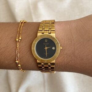 Roman Numeral, 18k Gold Plated Bulova Diamond